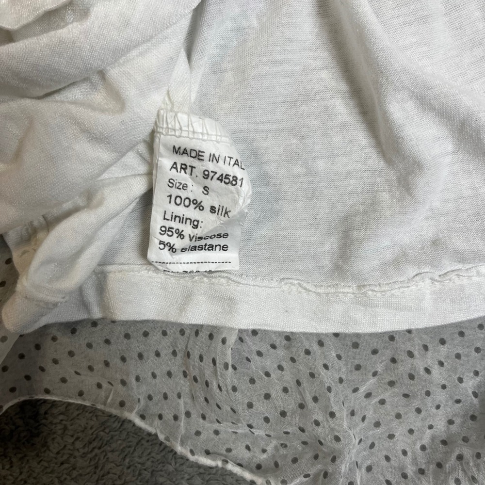 Viola Borghi Italy White 100% Silk Polka Dot Sheer Layered Blouse Small - Picture 5 of 8